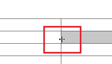 罫線にマウスポインタを合わせると両開きの矢印
