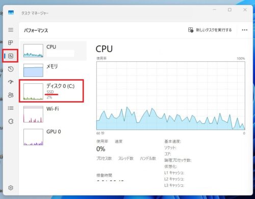 パソコンに搭載されているディスクがHDDかSSDかを分からないときはタスクマネージャーのパフォーマンスでチェックしよう