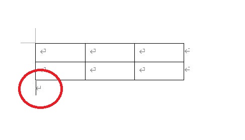 1つめの表を挿入したら表の下にある改行マークのところをクリックしてカーソルを出す